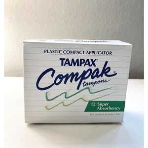 Vintage 1992 Tampax Compak Tampons Super Absorbency 12 Count Sealed